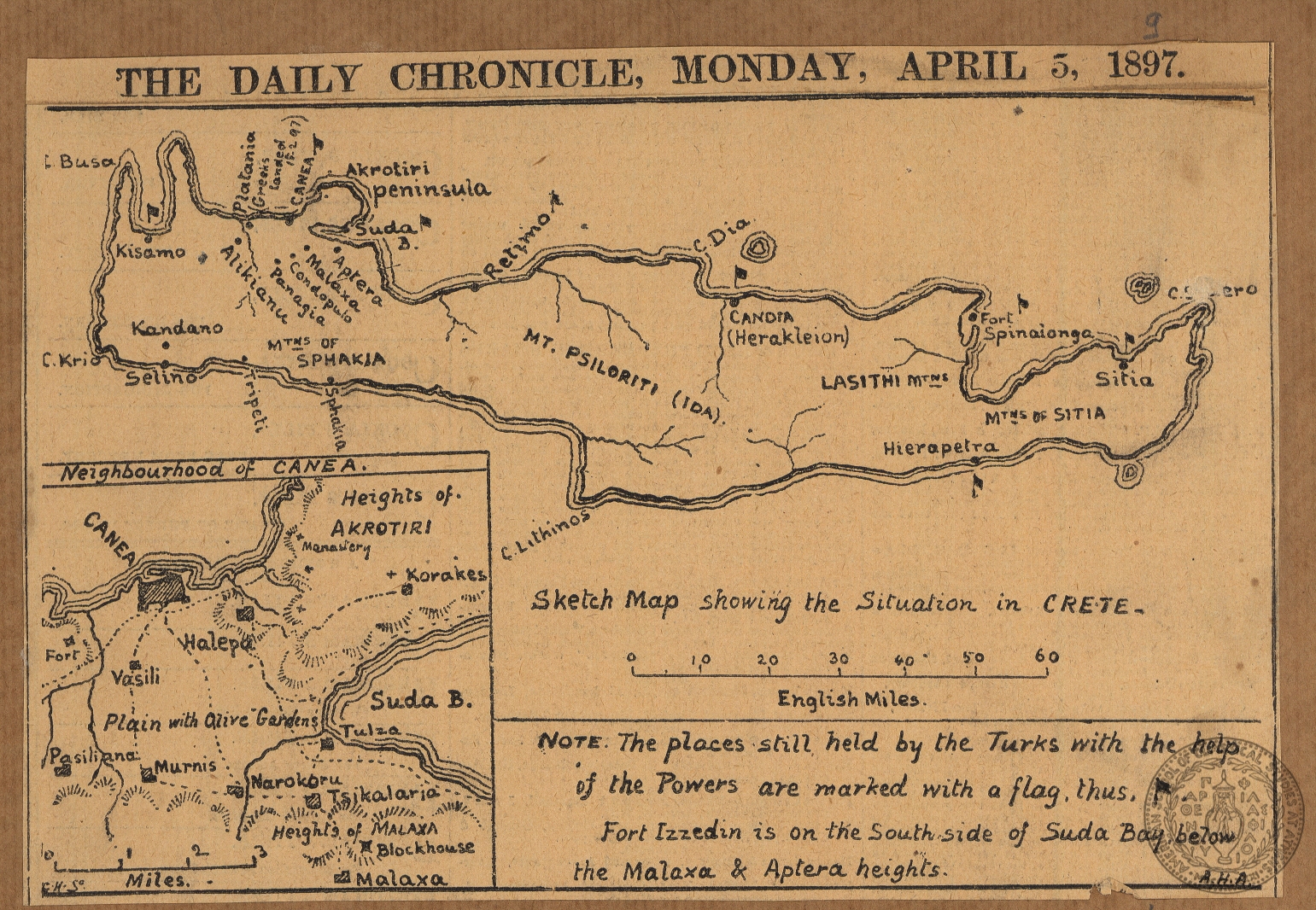 Sketchmap showing the situation in Crete.